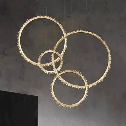 Cervine Modern Rock Crystal Ring Round Chandelier Cluster - Zelno Lighting
