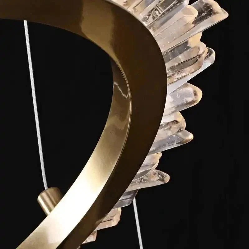 Cervine Modern Rock Crystal Ring Round Chandelier Cluster - Zelno Lighting