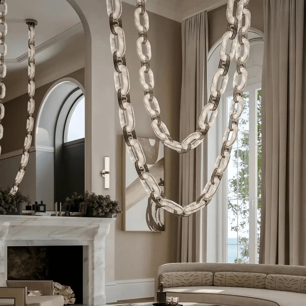 Chain Alabaster Link Chandelier - Zelno Lighting