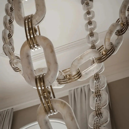 Chain Alabaster Link Chandelier - Zelno Lighting