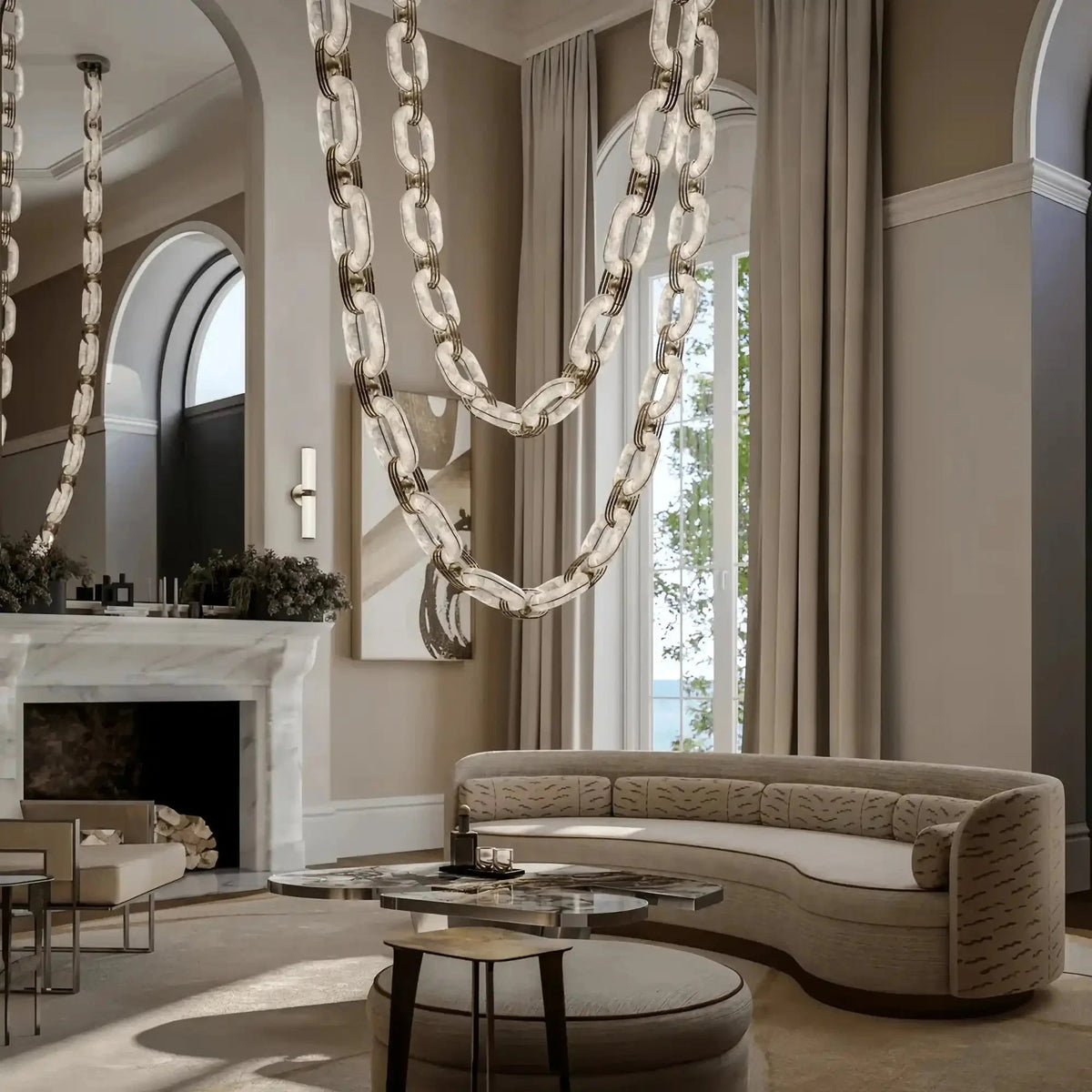 Chain Alabaster Link Chandelier - Zelno Lighting