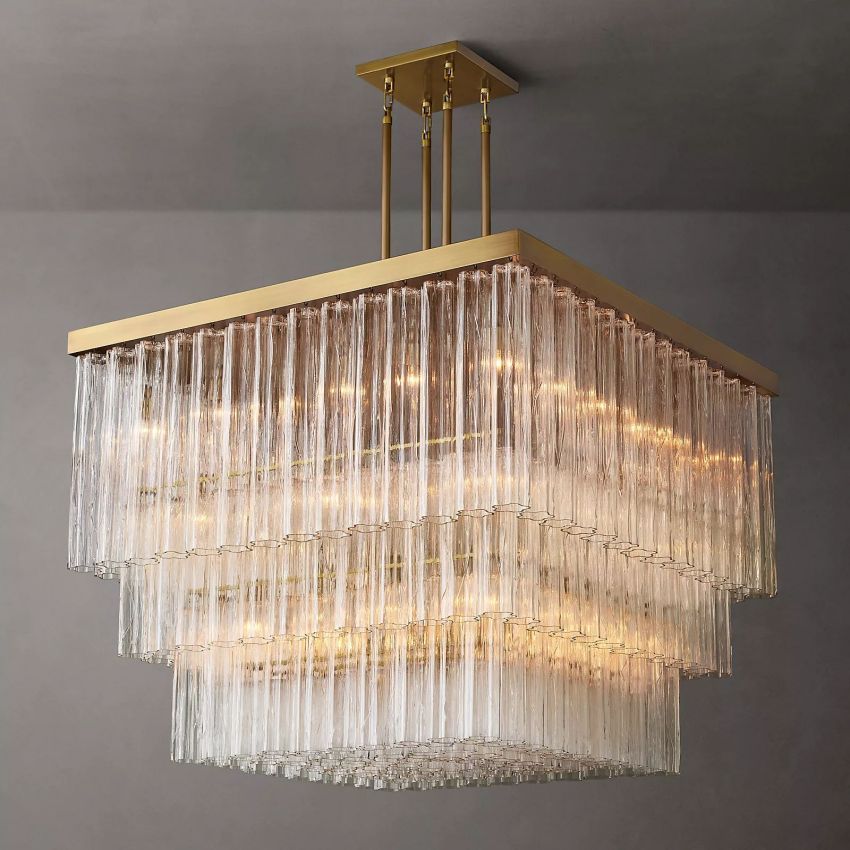 Chelo Square Murano Glass Chandelier 45" - Zelno