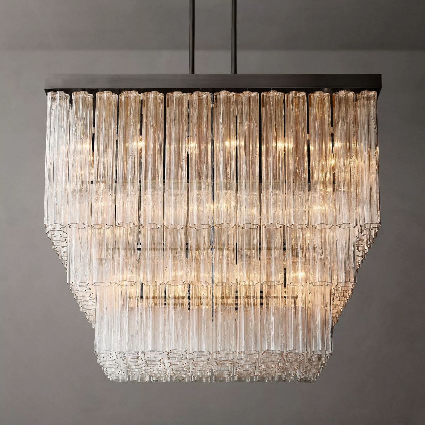 Chelo Square Murano Glass Chandelier 45" - Zelno