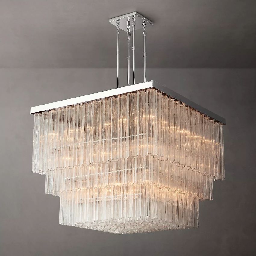 Chelo Square Murano Glass Chandelier 45" - Zelno