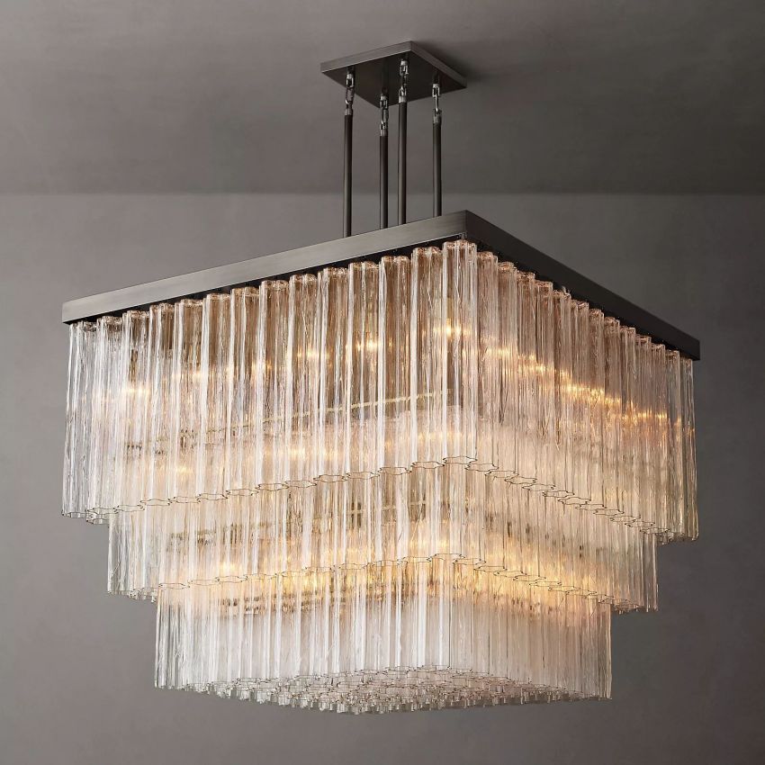 Chelo Square Murano Glass Chandelier 45" - Zelno