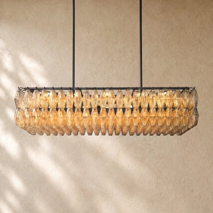 Chiaramn Glass Rectangular Chandelier