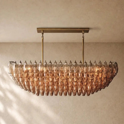 Chiaramn Clear Glass Tired Rectangular Chandelier 54"74" - Zelno