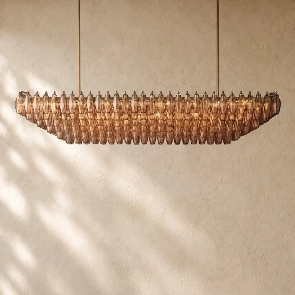 Chiaramn Clear Glass Tired Rectangular Chandelier 54"74" - Zelno