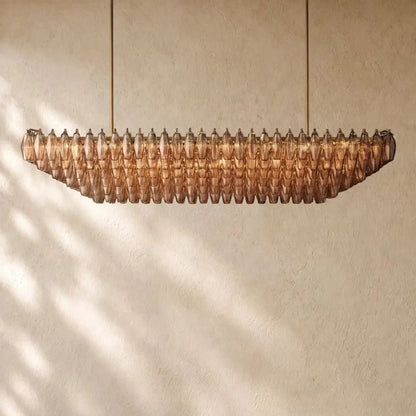 Chiaramn Clear Glass Tired Rectangular Chandelier 54"74" - Zelno