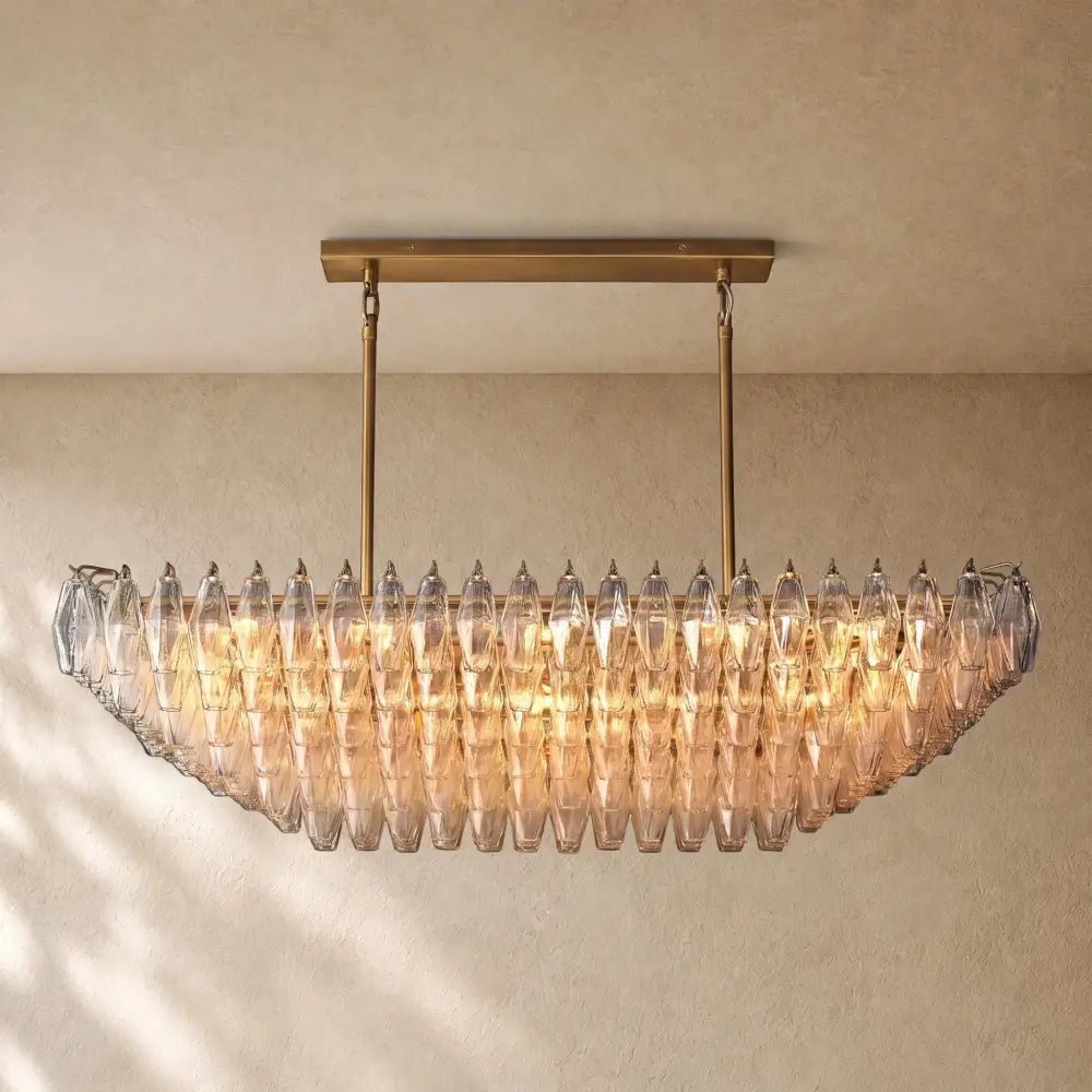 Chiaramn Clear Glass Tired Rectangular Chandelier 54"74" - Zelno