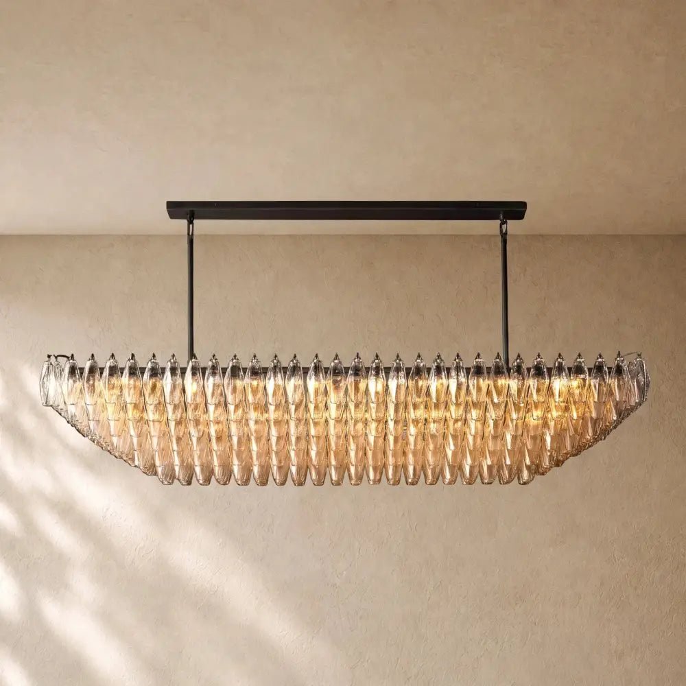 Chiaramn Clear Glass Tired Rectangular Chandelier 54"74" - Zelno