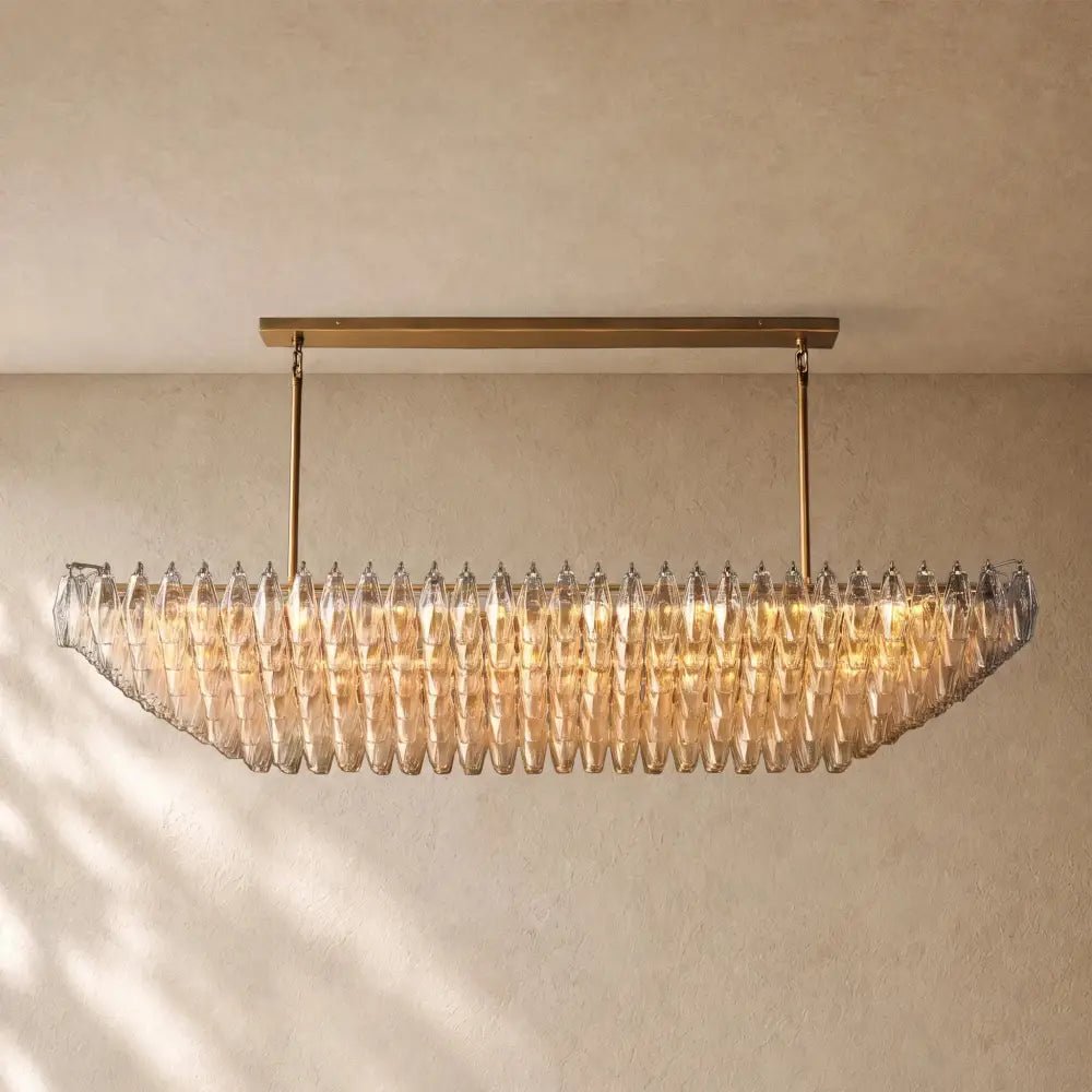 Chiaramn Clear Glass Tired Rectangular Chandelier 54"74" - Zelno