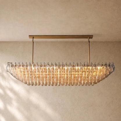 Chiaramn Clear Glass Tired Rectangular Chandelier 54"74" - Zelno
