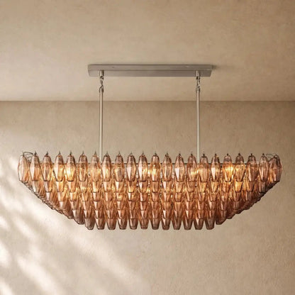 Chiaramn Clear Glass Tired Rectangular Chandelier 54"74" - Zelno