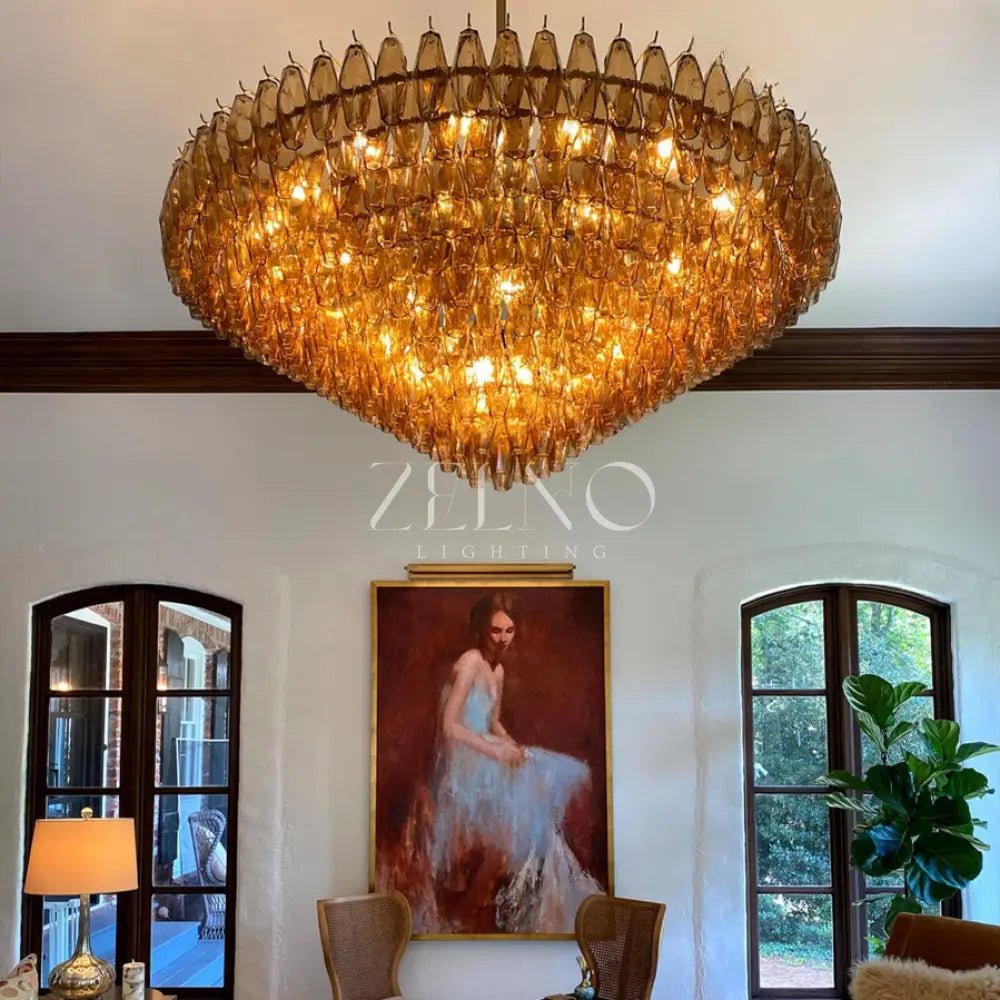 Chiaramn Glass Tiered Round Chandelier - Zelno