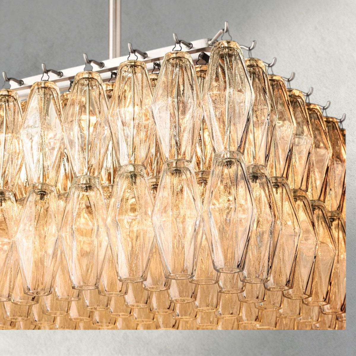 Chiaray Clear/ Smoke Glass Rectangular Chandelier 54", 74" - Zelno
