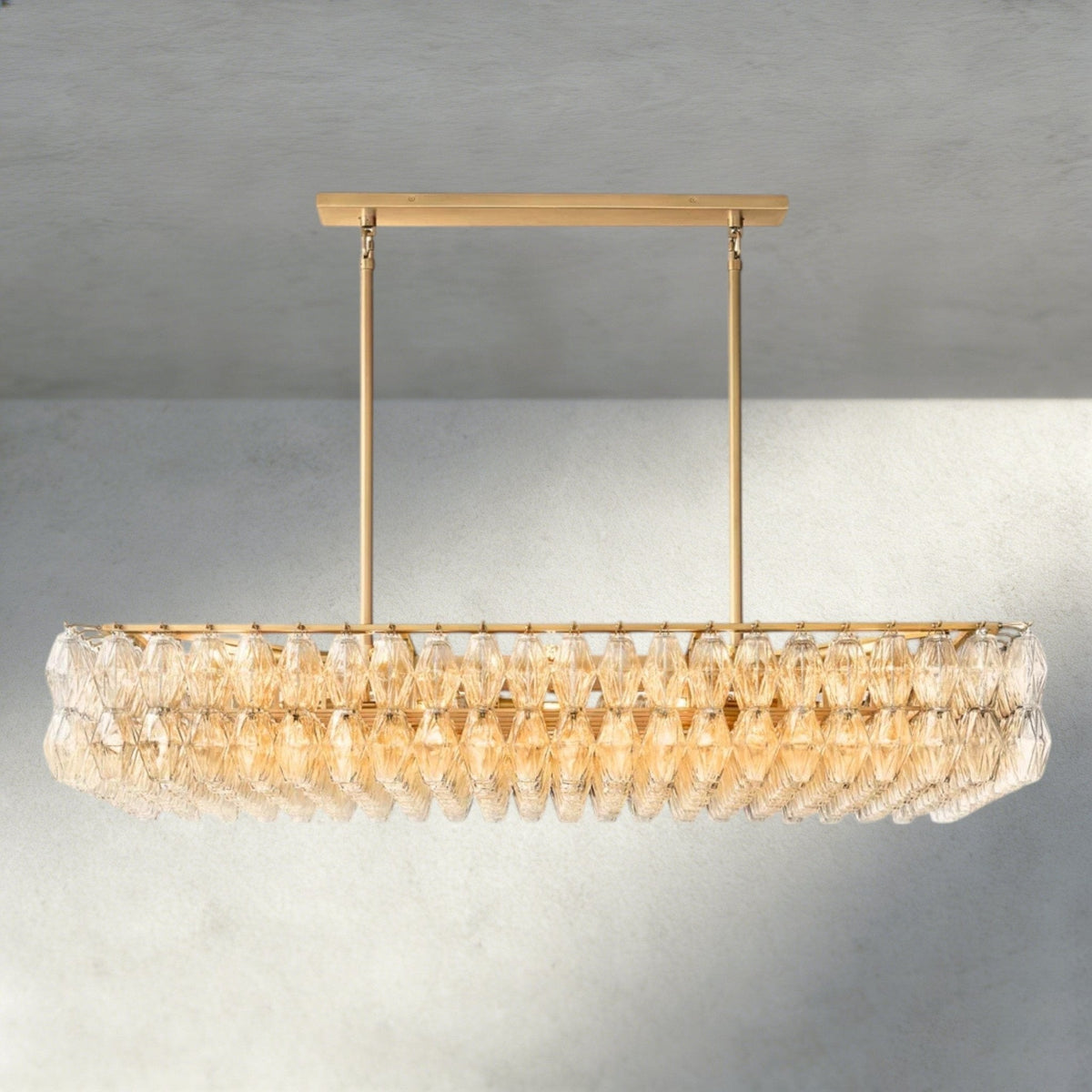 Chiaray Clear/ Smoke Glass Rectangular Chandelier 54", 74" - Zelno