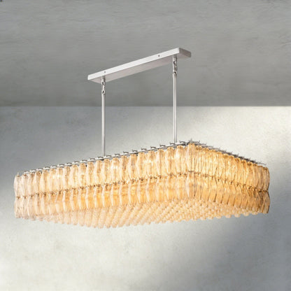Chiaray Clear/ Smoke Glass Rectangular Chandelier 54", 74" - Zelno