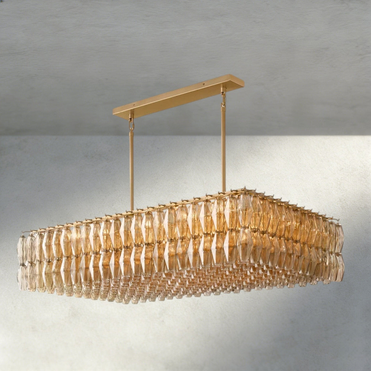 Chiaray Clear/ Smoke Glass Rectangular Chandelier 54", 74" - Zelno