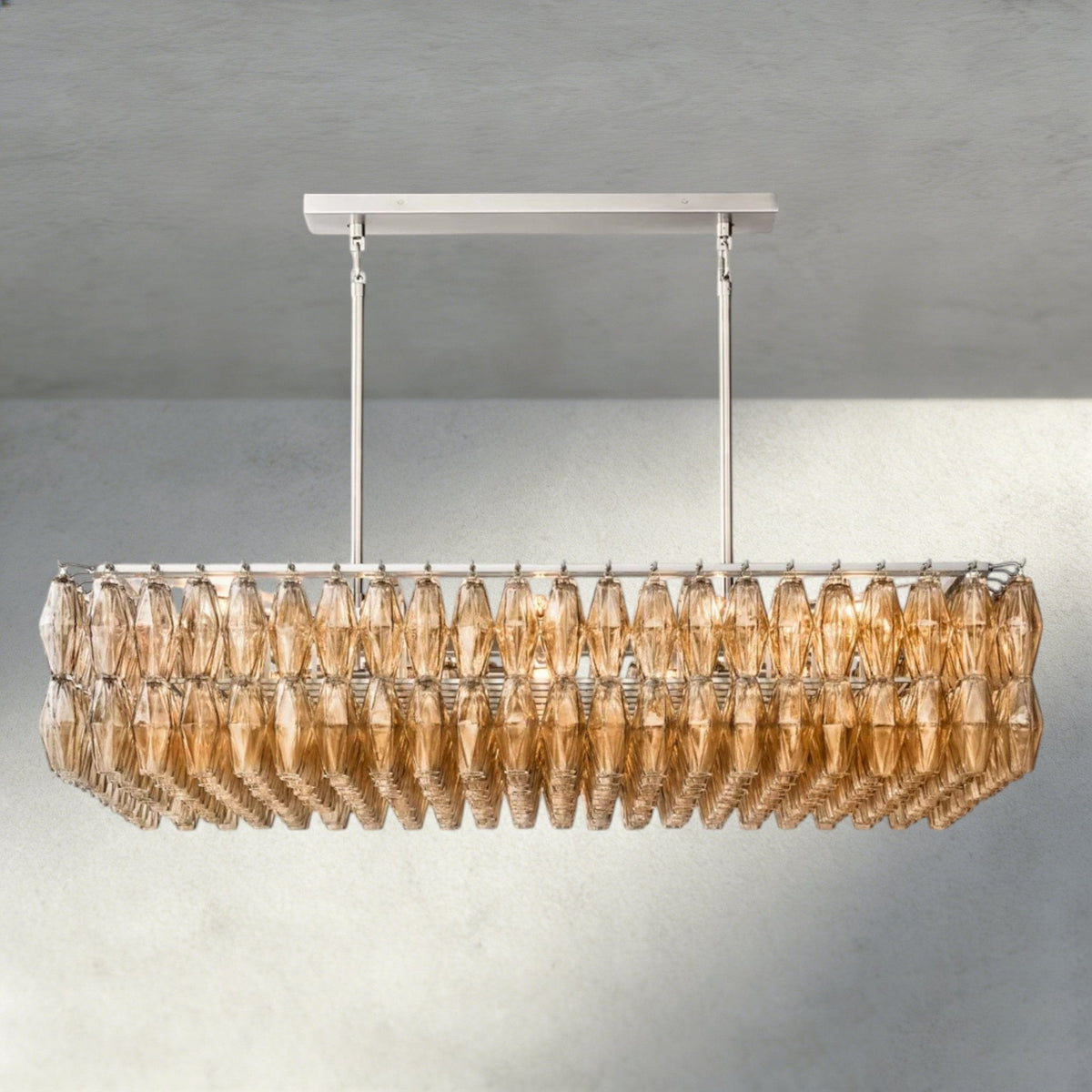 Chiaray Clear/ Smoke Glass Rectangular Chandelier 54", 74" - Zelno