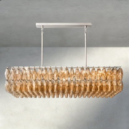 Chiaray Clear/ Smoke Glass Rectangular Chandelier 54", 74" - Zelno