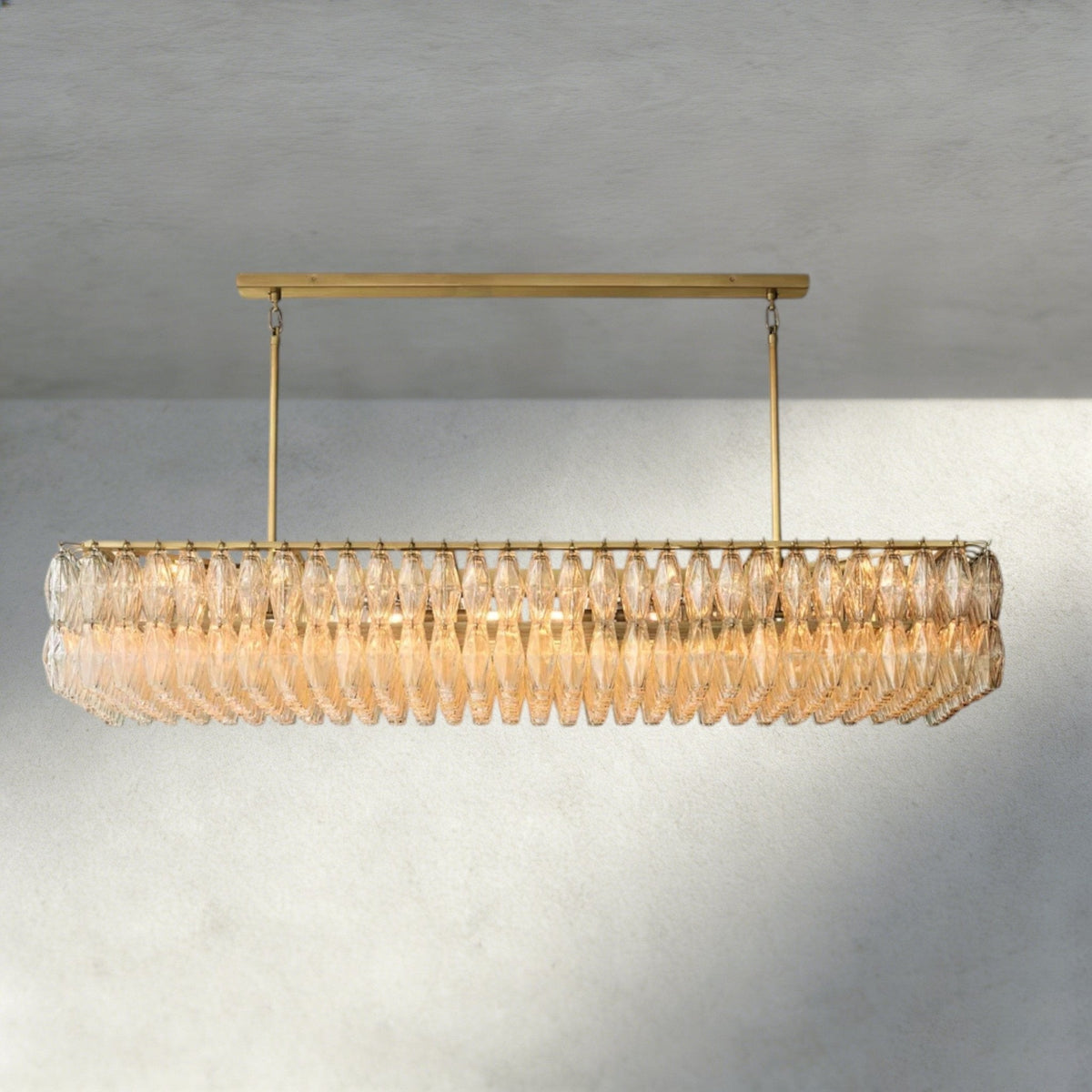 Chiaray Clear/ Smoke Glass Rectangular Chandelier 54", 74" - Zelno