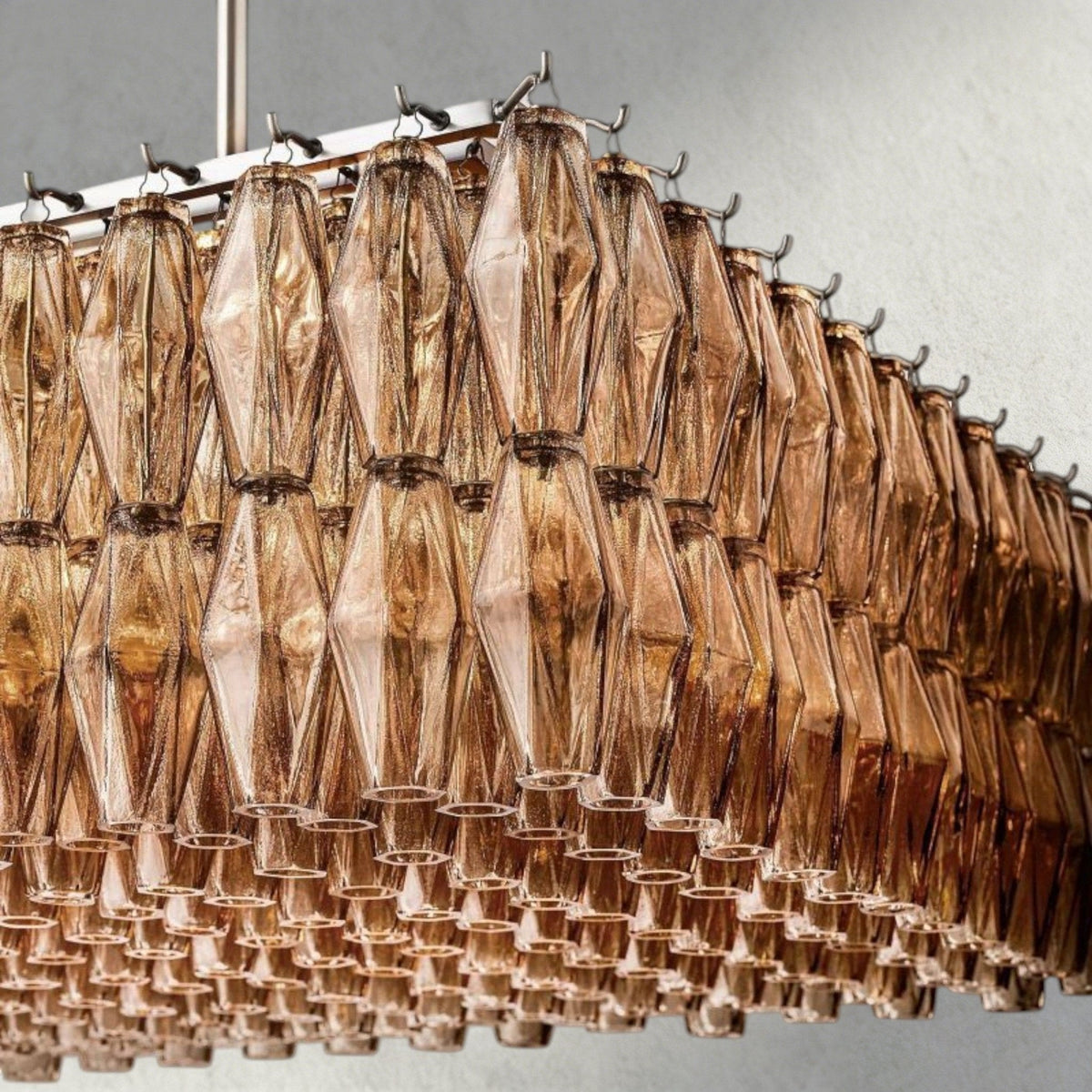 Chiaray Clear/ Smoke Glass Rectangular Chandelier 54", 74" - Zelno