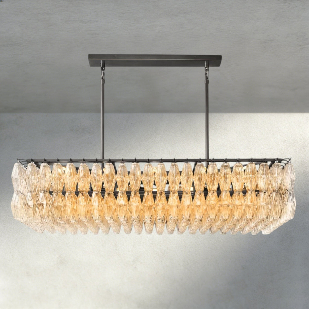 Chiaray Clear/ Smoke Glass Rectangular Chandelier 54", 74" - Zelno