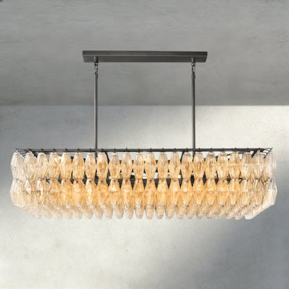 Chiaray Clear/ Smoke Glass Rectangular Chandelier 54", 74" - Zelno