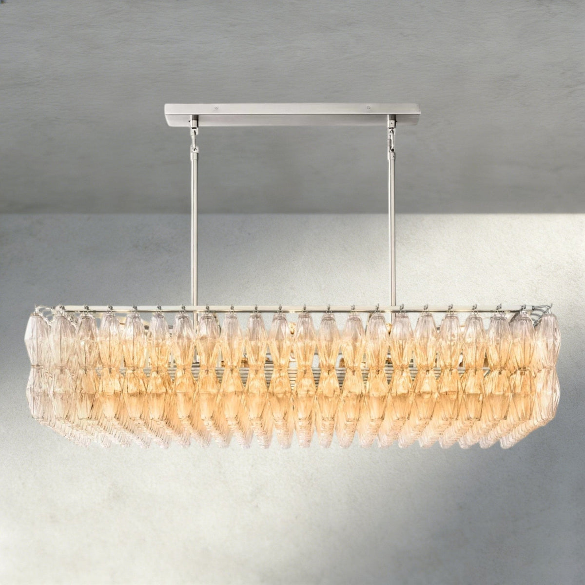 Chiaray Clear/ Smoke Glass Rectangular Chandelier 54", 74" - Zelno