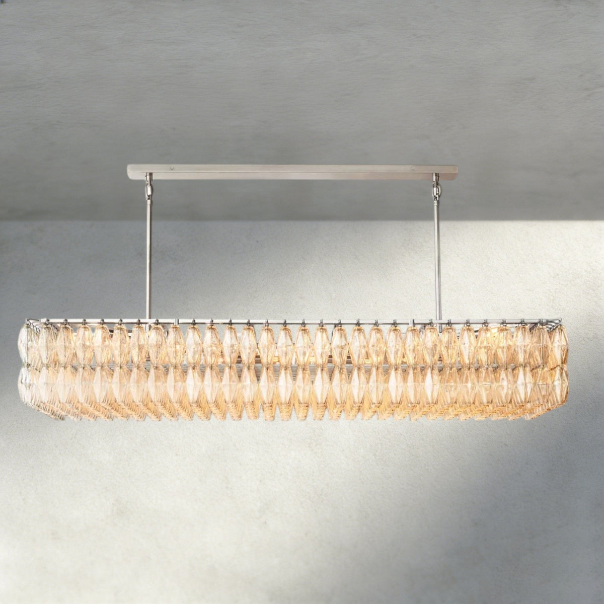 Chiaray Clear/ Smoke Glass Rectangular Chandelier 54", 74" - Zelno