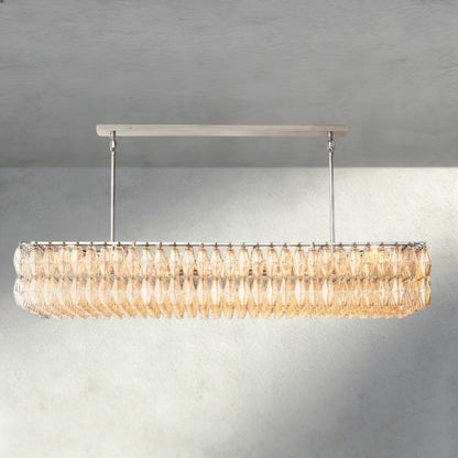 Chiaray Clear/ Smoke Glass Rectangular Chandelier 54", 74" - Zelno