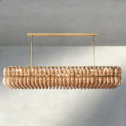 Chiaray Clear/ Smoke Glass Rectangular Chandelier 54", 74" - Zelno