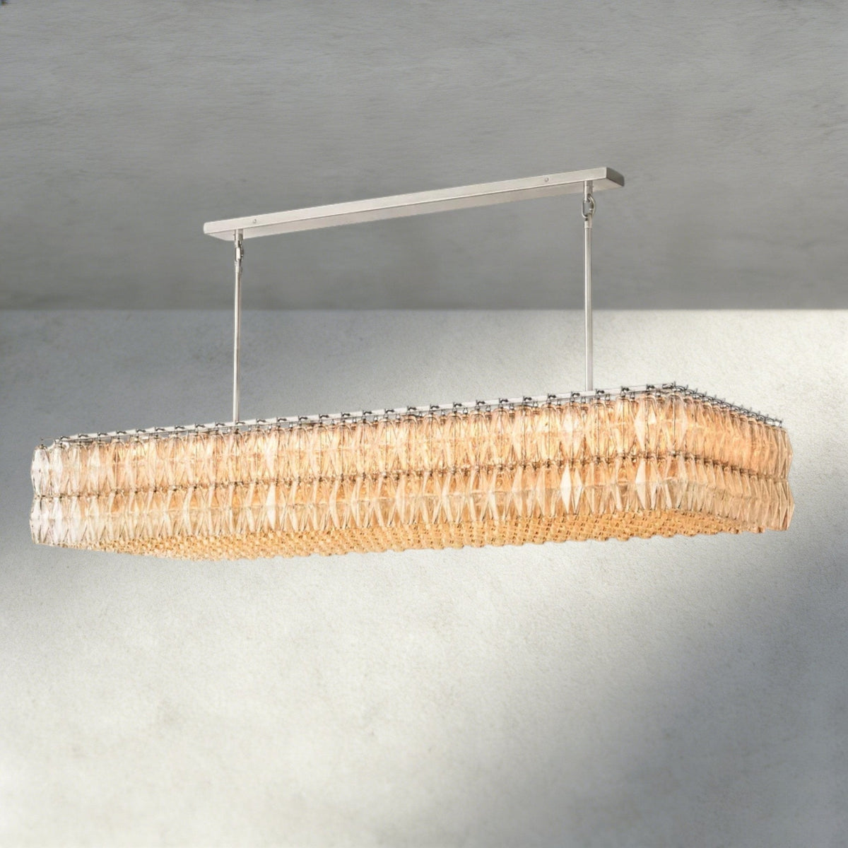 Chiaray Clear/ Smoke Glass Rectangular Chandelier 54", 74" - Zelno