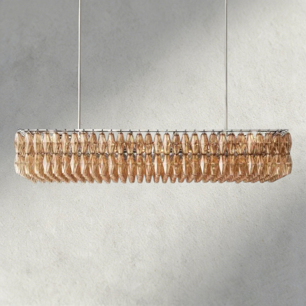 Chiaray Clear/ Smoke Glass Rectangular Chandelier 54", 74" - Zelno