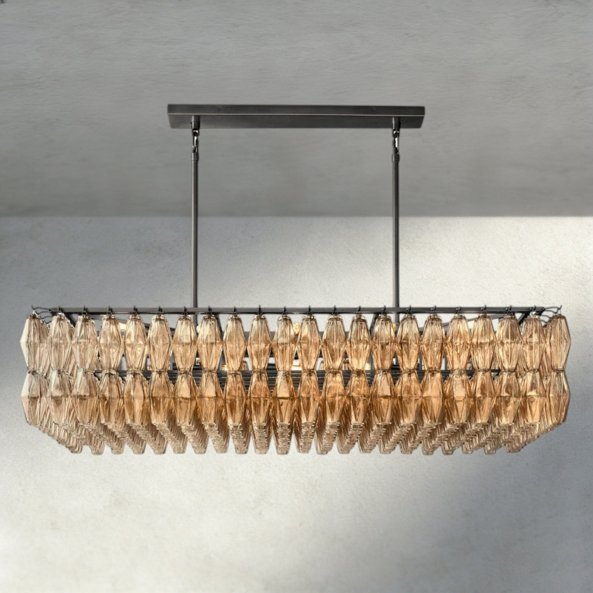 Chiaray Clear/ Smoke Glass Rectangular Chandelier 54", 74" - Zelno