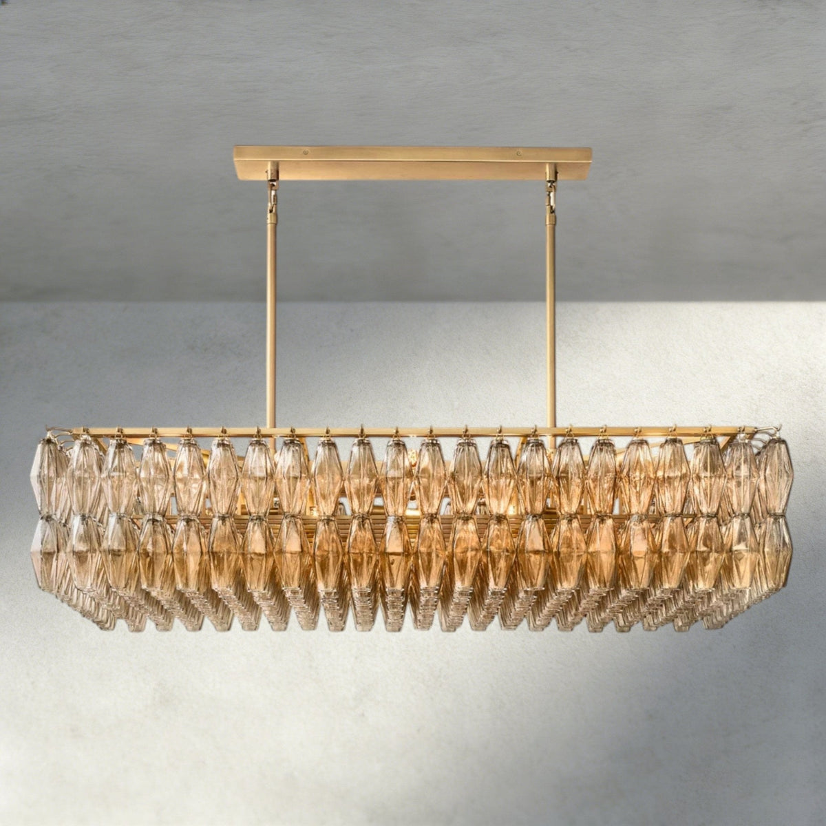 Chiaray Clear/ Smoke Glass Rectangular Chandelier 54", 74" - Zelno