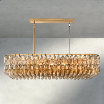 Chiaray Clear/ Smoke Glass Rectangular Chandelier 54", 74" - Zelno