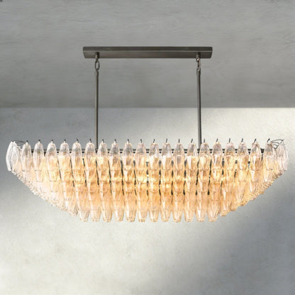 Chiaray Clear/ Smoke Glass Tiered Rectangular Chandelier 54", 74" - Zelno