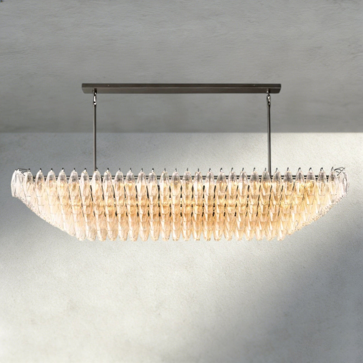 Chiaray Clear/ Smoke Glass Tiered Rectangular Chandelier 54", 74" - Zelno