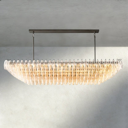 Chiaray Clear/ Smoke Glass Tiered Rectangular Chandelier 54", 74" - Zelno