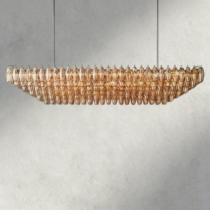 Chiaray Clear/ Smoke Glass Tiered Rectangular Chandelier 54", 74" - Zelno