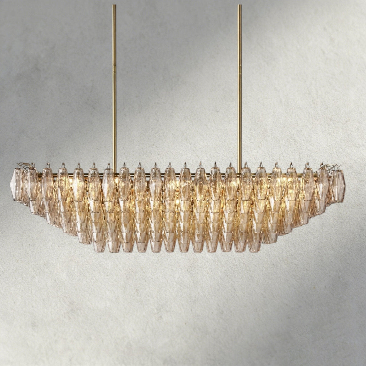 Chiaray Clear/ Smoke Glass Tiered Rectangular Chandelier 54", 74" - Zelno