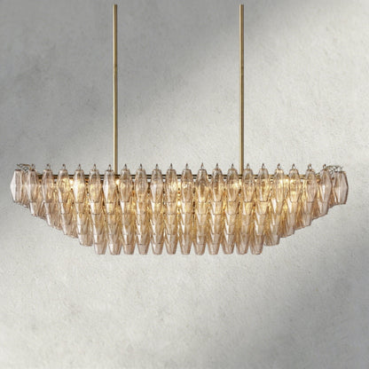 Chiaray Clear/ Smoke Glass Tiered Rectangular Chandelier 54", 74" - Zelno