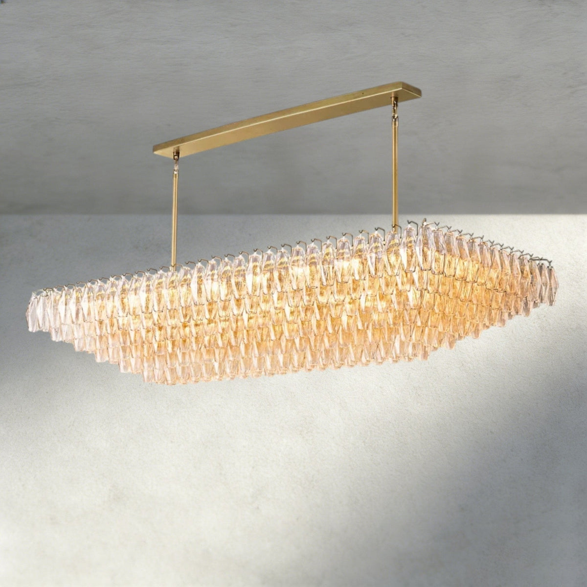Chiaray Clear/ Smoke Glass Tiered Rectangular Chandelier 54", 74" - Zelno