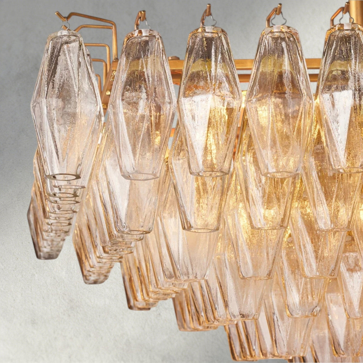 Chiaray Clear/ Smoke Glass Tiered Rectangular Chandelier 54", 74" - Zelno