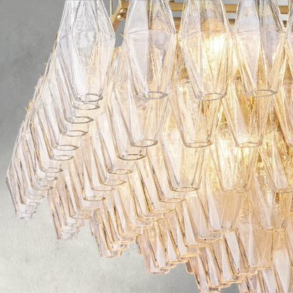 Chiaray Clear/ Smoke Glass Tiered Rectangular Chandelier 54", 74" - Zelno