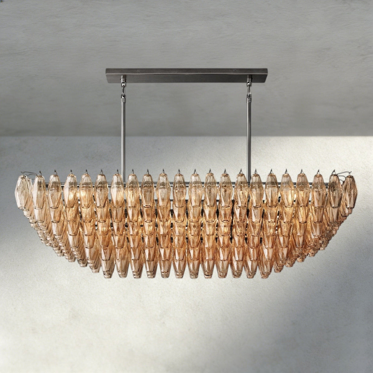 Chiaray Clear/ Smoke Glass Tiered Rectangular Chandelier 54", 74" - Zelno