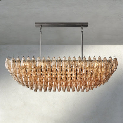 Chiaray Clear/ Smoke Glass Tiered Rectangular Chandelier 54", 74" - Zelno