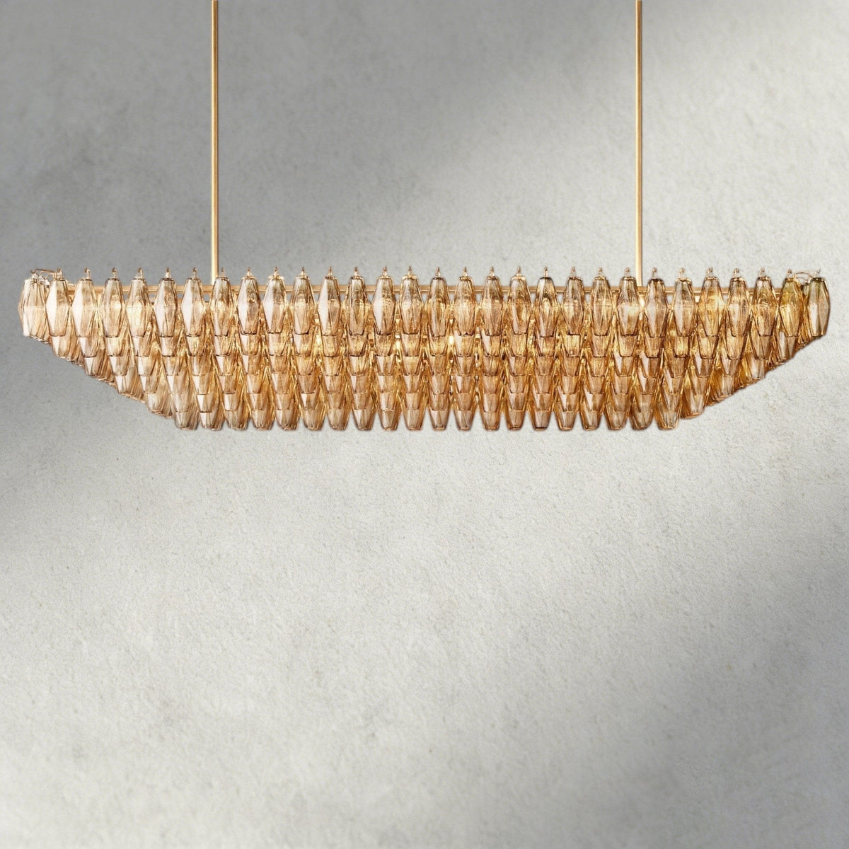 Chiaray Clear/ Smoke Glass Tiered Rectangular Chandelier 54", 74" - Zelno
